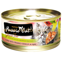 Fussie Cat 黑鑽貓罐頭 吞拿+虎蝦 80g