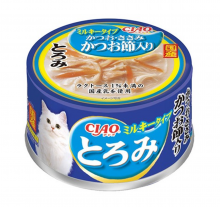 CIAO-濃湯系列貓罐頭-鰹魚,雞,木魚片85g<A113>