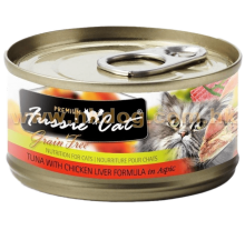 Fussie Cat 黑鑽貓罐頭 吞拿+雞肝 80g